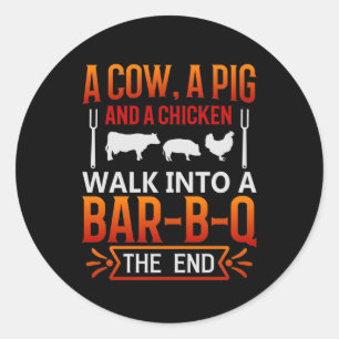 Funny BBQ word art Classic Round Sticker