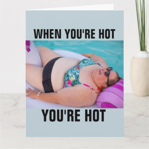 FUNNY BBW BIG GIRL BATHING BEAUTY BIRTHDAY CARD