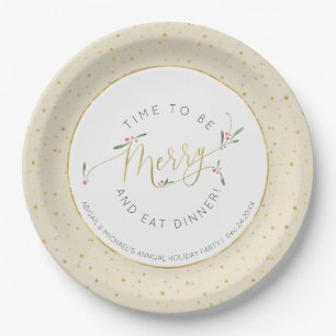 Funny Be Merry & Eat Dinner Festive Holiday Paper Plates