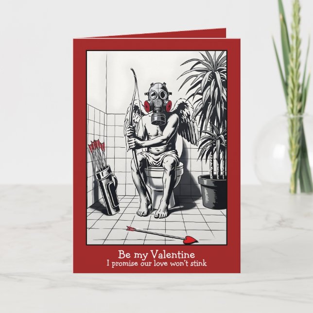 Funny “Be My Valentine” Card – Stencil Style (Front)