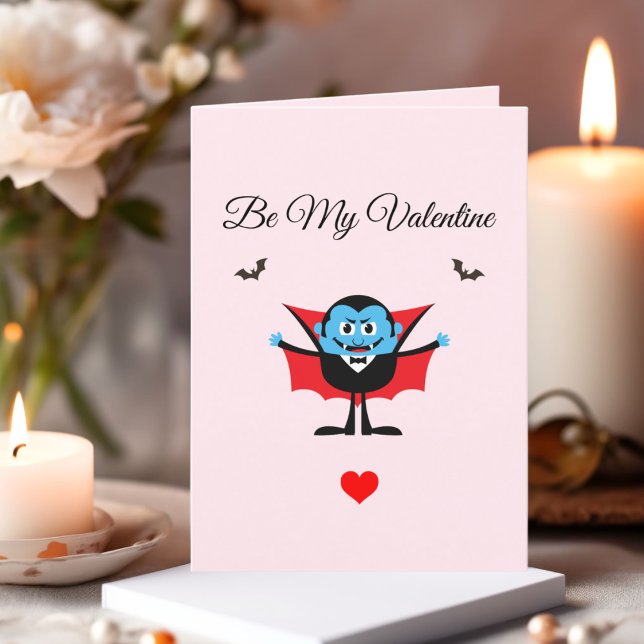 Funny Be My Valentine Cartoon Vampire Bat Holiday Card (Creator Uploaded)