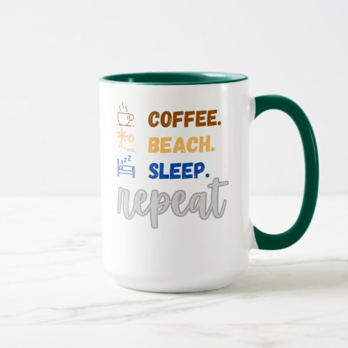 Funny Beach and Coffee Lover Mug