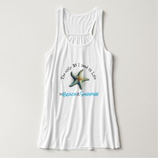 Funny Beach and Sunshine Starfish Tank Top