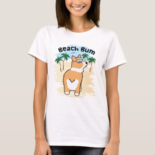 Funny Beach Bum Corgi Dog But T_Shirt