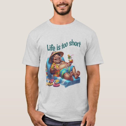 Funny Beach Bum Life is too short Quote Humor T_Shirt