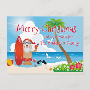 Funny Beach Christmas Greetings Postcard