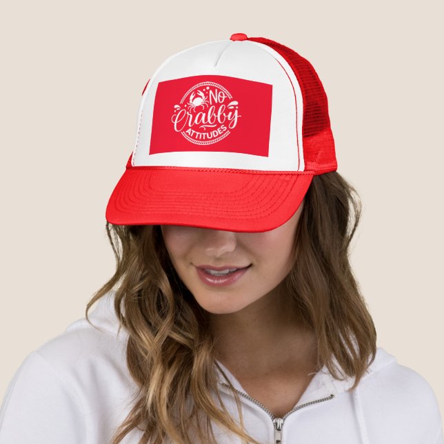 funny beach crabby attitudes word art  trucker hat (In Situ)