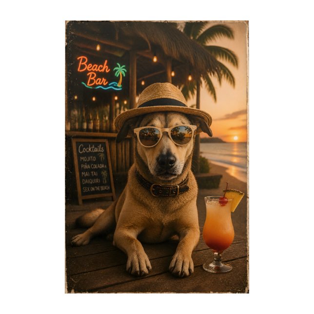 Funny Beach Dog Wall Art Printable (Front)