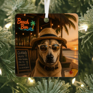 Funny Beach Dog Wall Art Printable Metal Ornament