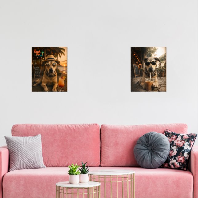 Funny Beach Dog Wall Art Printable Sets (Livingroom)