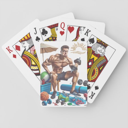 Funny Beach Fitness Playing Cards