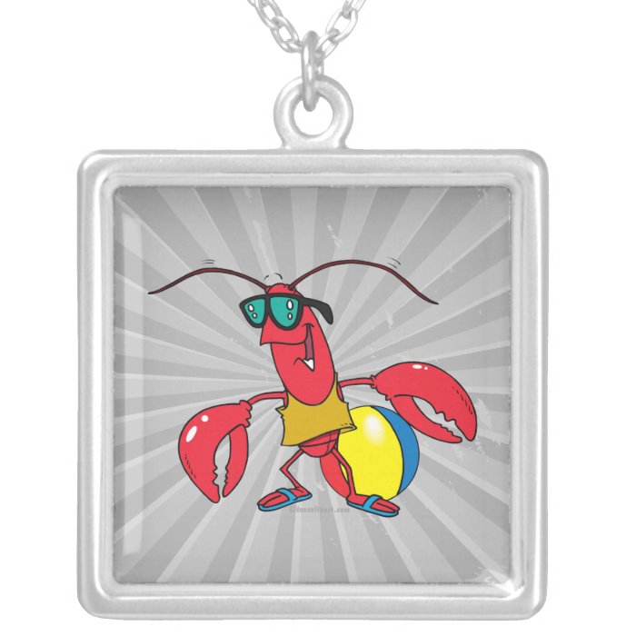 funny beach going  lobster cartoon necklaces