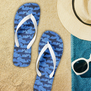 Funny Beach House Great White Sharks Kid's Flip Flops