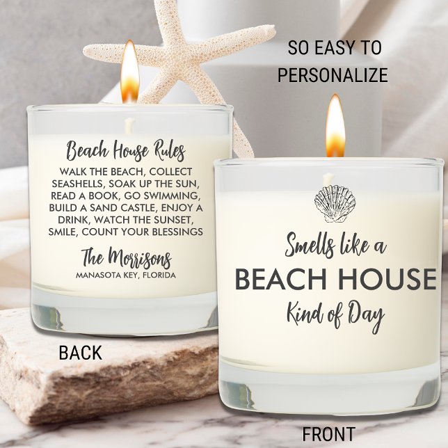 Funny Beach House Rules Gift Personalized Text Scented Candle (Creator Uploaded)