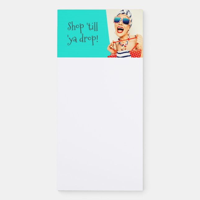 Funny Beach Lady Shopping - To Do List Magnetic Notepad (Front)
