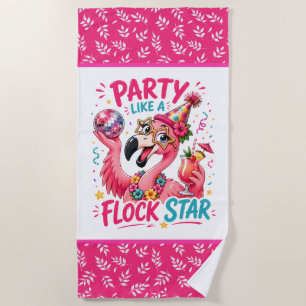 Funny beach pink flamingo beach towel