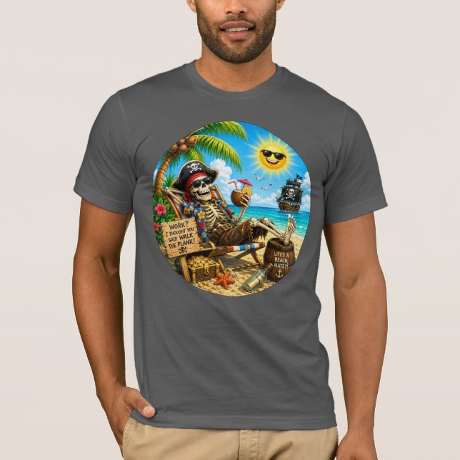 Funny Beach Pirate T-Shirt (Front)