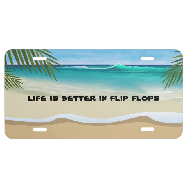 Funny Beach Scenic Coastal Message License Plates (Front)