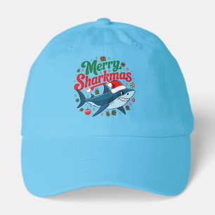 Funny beach shark Christmas word art Hat