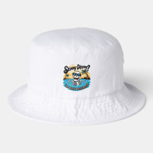 Funny beach skeleton word art bucket hat