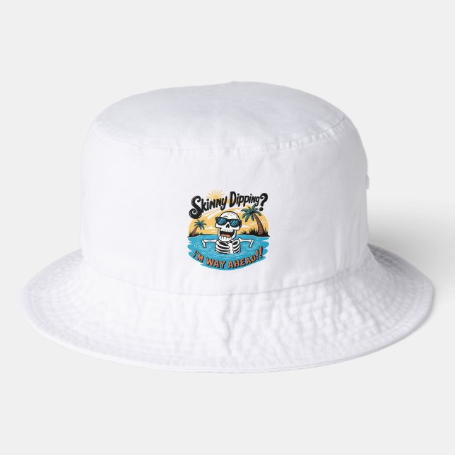 Funny beach skeleton word art  bucket hat (Front)