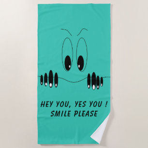 Funny Beach Towel with Curiosity Eyes - Smile