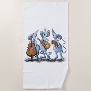 Funny Beach Towel with Mouses Music Band
