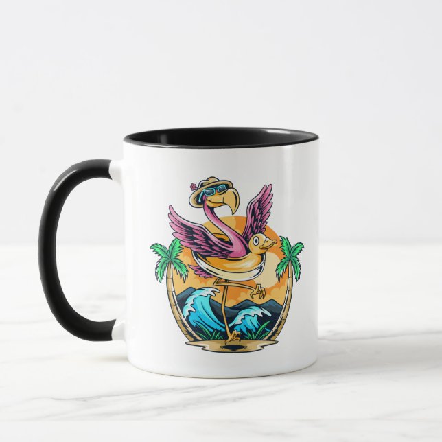 Funny Beach Tropical Flamingo Mug (Left)