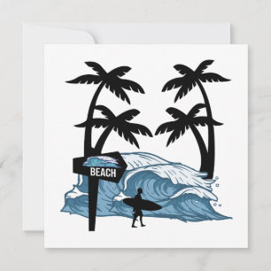 Funny Beach Wave Flat Card