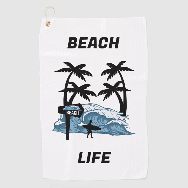 Funny Beach Wave Golf Towel (Front)