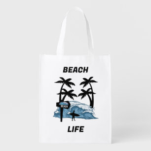 Funny Beach Wave Grocery Bag