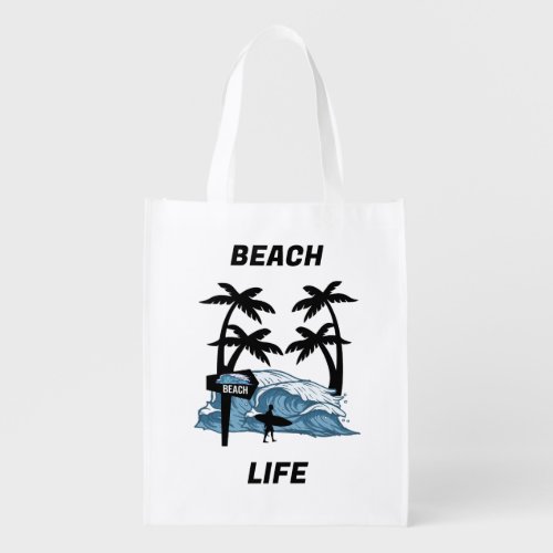 Funny Beach Wave Grocery Bag