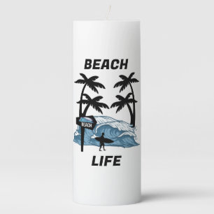 Funny Beach Wave Pillar Candle