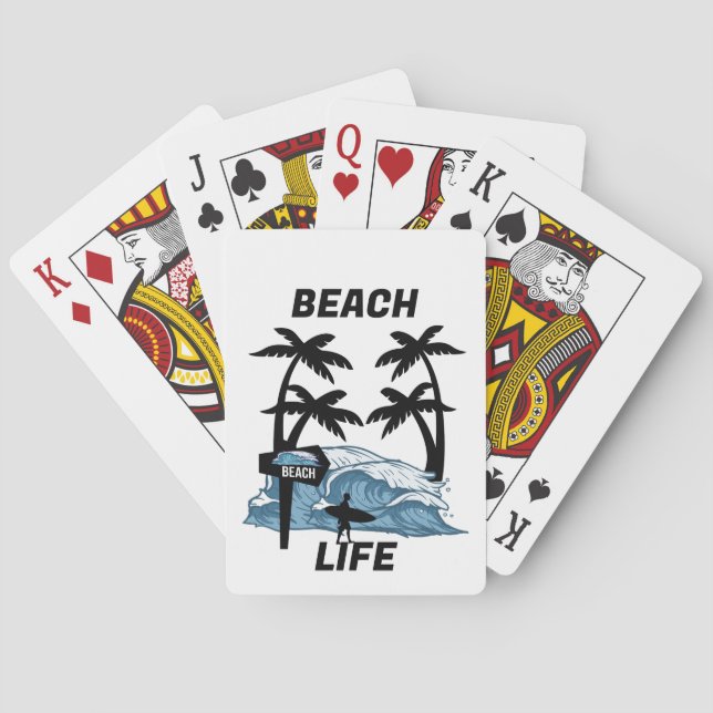 Funny Beach Wave Poker Cards (Back)
