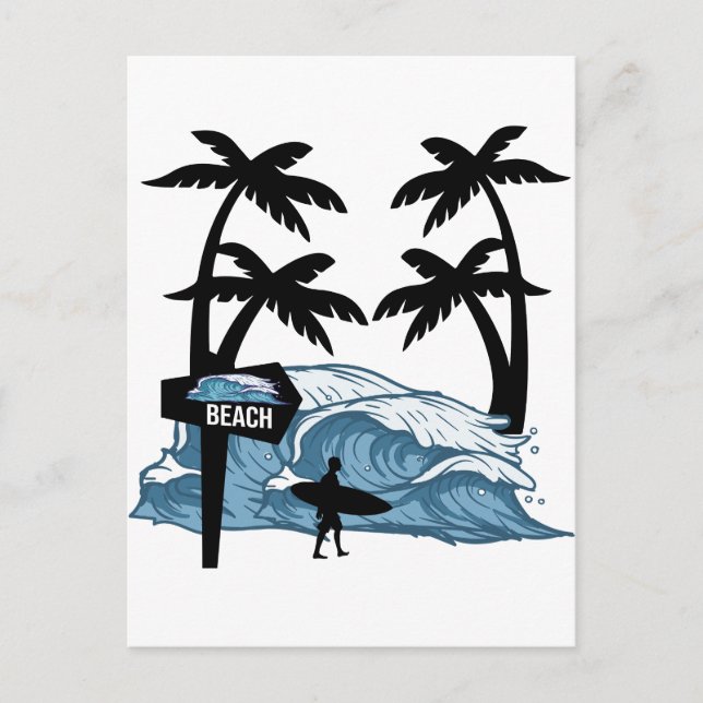 Funny Beach Wave Postcard (Front)