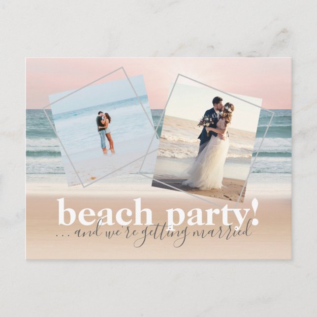 Funny Beach Wedding Photo Horizontal Save the Date Announcement Postcard (Front)