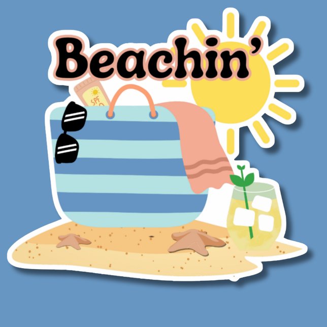 Funny Beachin' Waterproof  Sticker (Creator Uploaded)