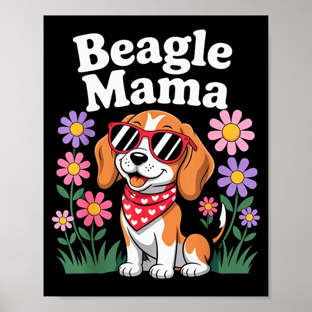 Funny Beagle Art For Women Girls Mom Beagle Dog Lo Poster (Front)