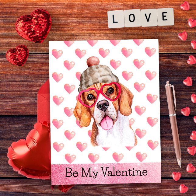 Funny Beagle Be My Valentine Dog Valentine's Day Holiday Postcard (Creator Uploaded)