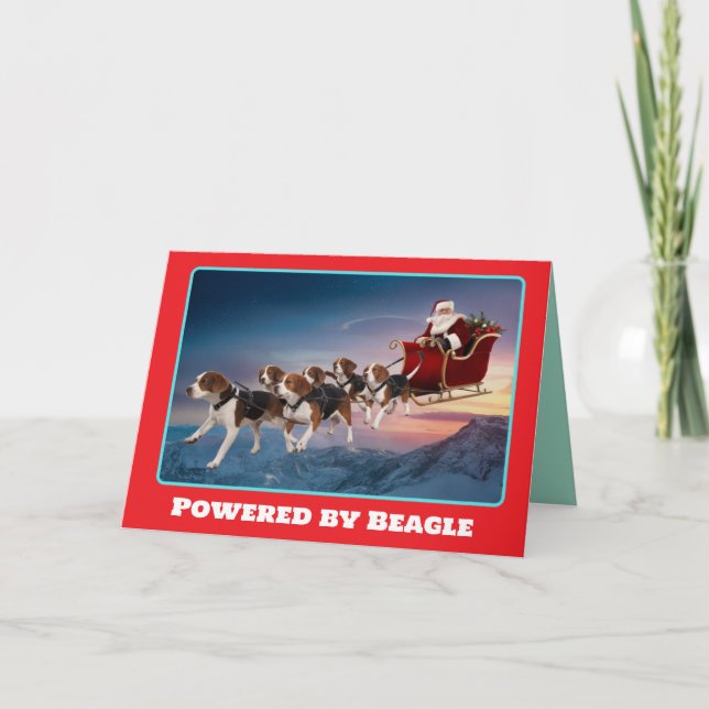 Funny Beagle Christmas Holiday Card (Front)