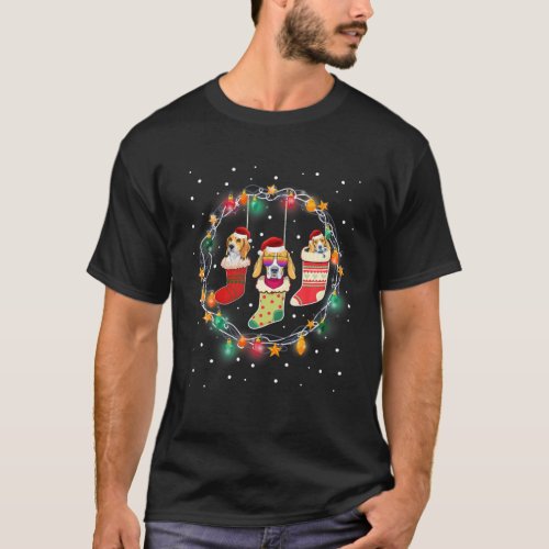 Funny Beagle Christmas Socks Xmas Lights For Dog L T_Shirt
