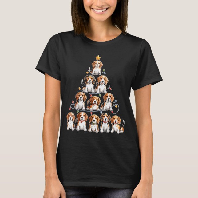Funny Beagle Christmas Tree Dog Lovers Women Men X T-Shirt (Front)