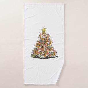 Funny beagle Christmas tree for beagle dog lovers Bath Towel