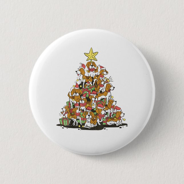 Funny beagle Christmas tree for beagle dog lovers  Button (Front)