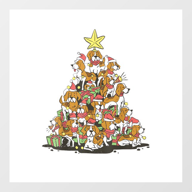 Funny beagle Christmas tree for beagle dog lovers  Floor Decals (Front)