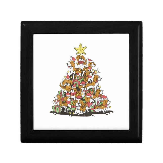 Funny beagle Christmas tree for beagle dog lovers  Gift Box (Front)