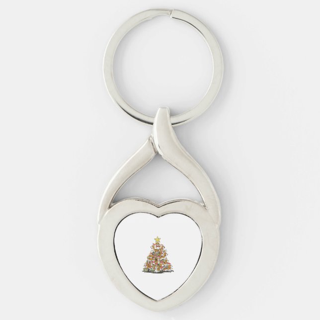 Funny beagle Christmas tree for beagle dog lovers  Keychain (Front)