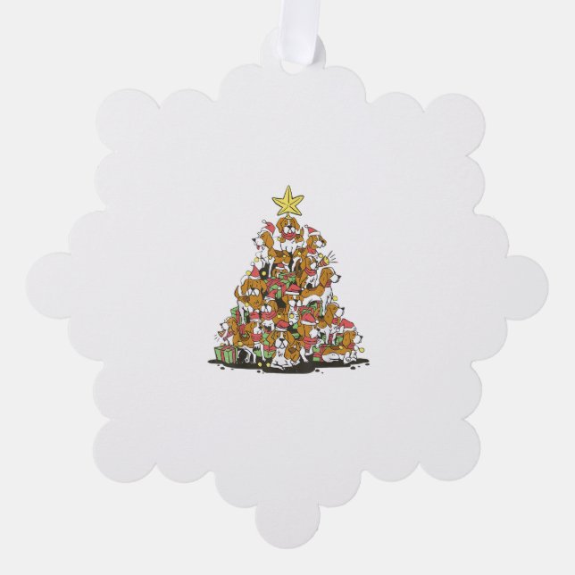 Funny beagle Christmas tree for beagle dog lovers  Ornament Card (Front)
