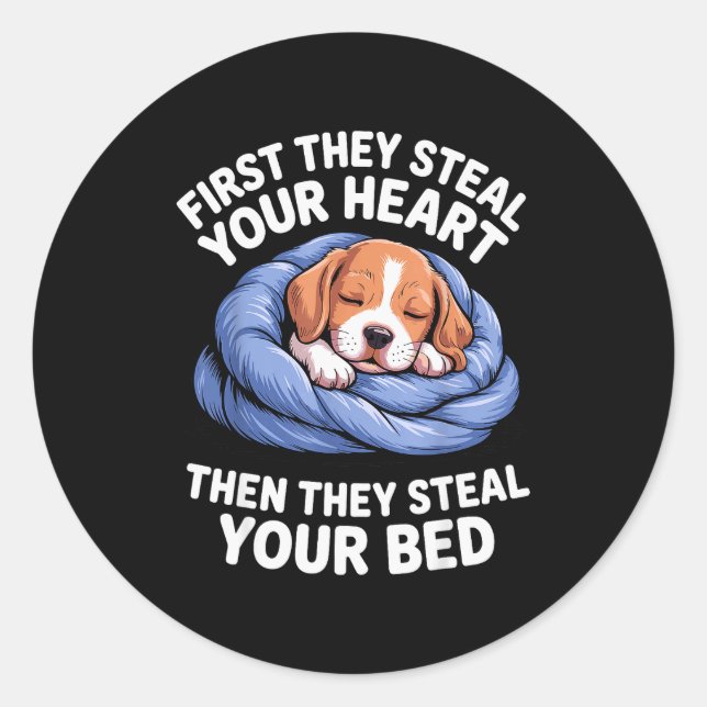 Funny Beagle Design For Men Women Hound Beagle Dog Classic Round Sticker (Front)