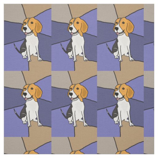 Funny Beagle Dog Abstract Art Fabric